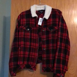 Torrid red & black Trucker Jacket size 1!  NWT